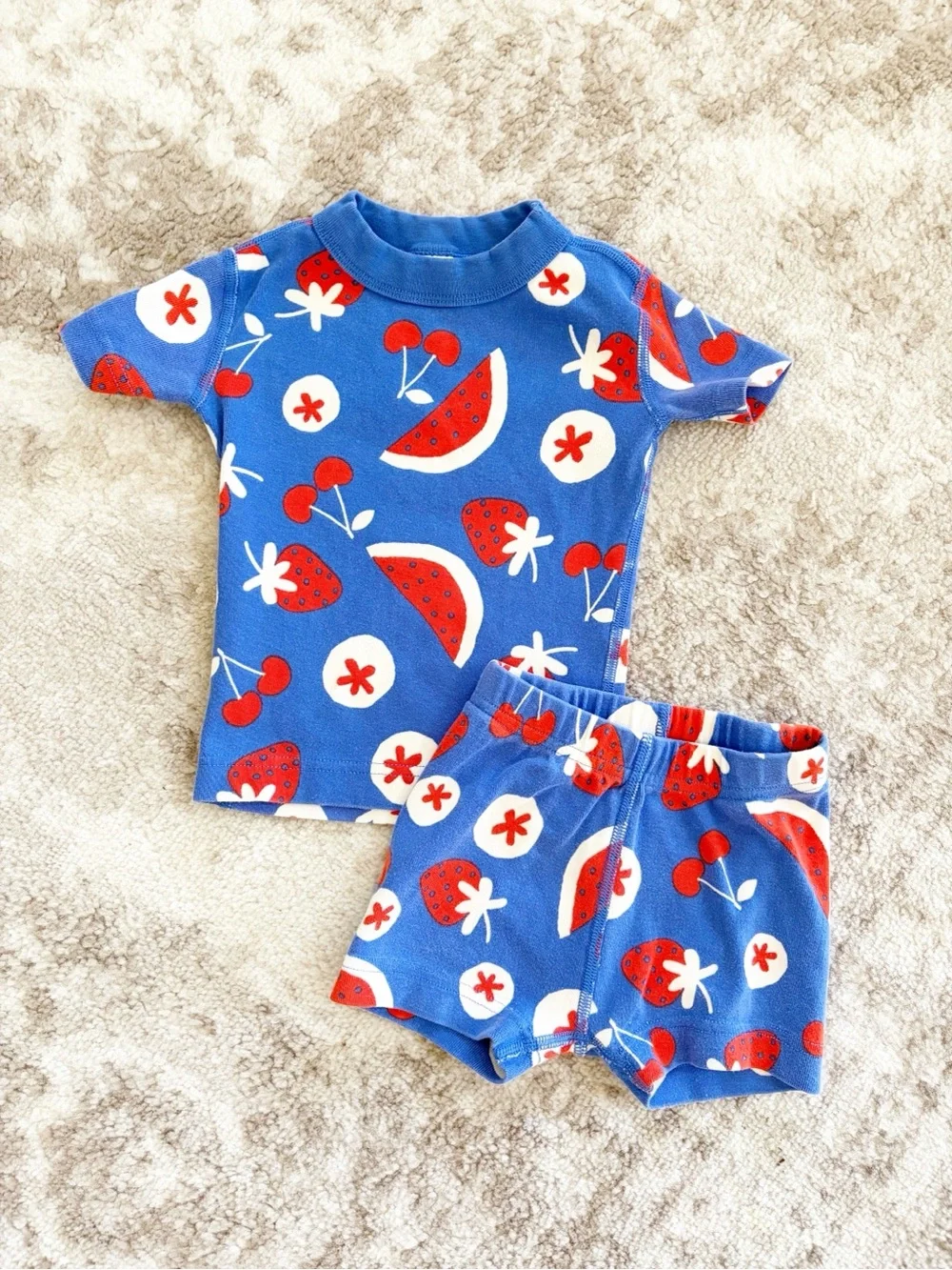 Hanna Andersson Blue Red White Fruit Print Pajama Set